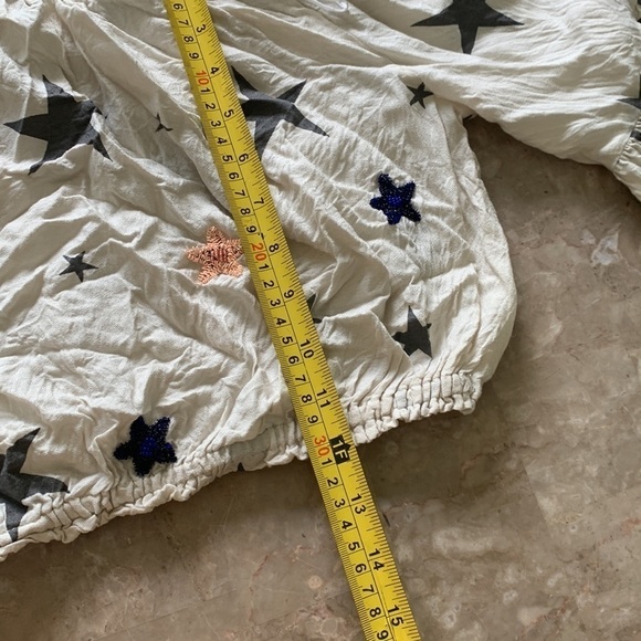 surf gypsy off the shoulder star top sequence size small beige gray bohemian - Picture 5 of 8